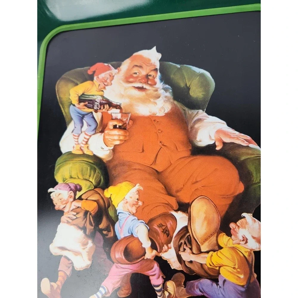 Coca-Cola Santa Party Girl Flapper Serving Metal Tray Vintage American Art Coke